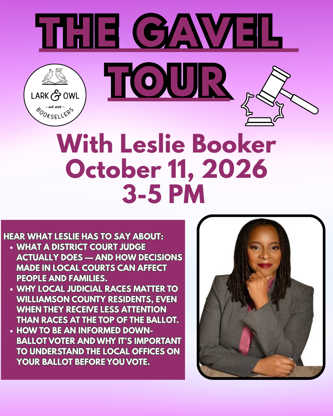 Leslie Booker: The Gavel Tour