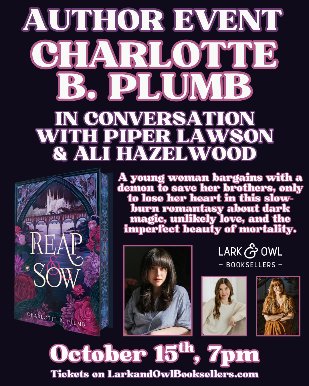 Charlotte B. Plumb Author Event - REAP & SOW