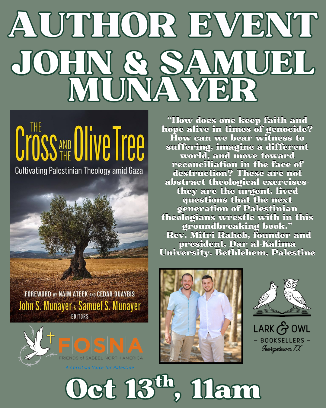 John & Samuel Munayer Author Event - THE CROSS AND THE OLIVE TREE