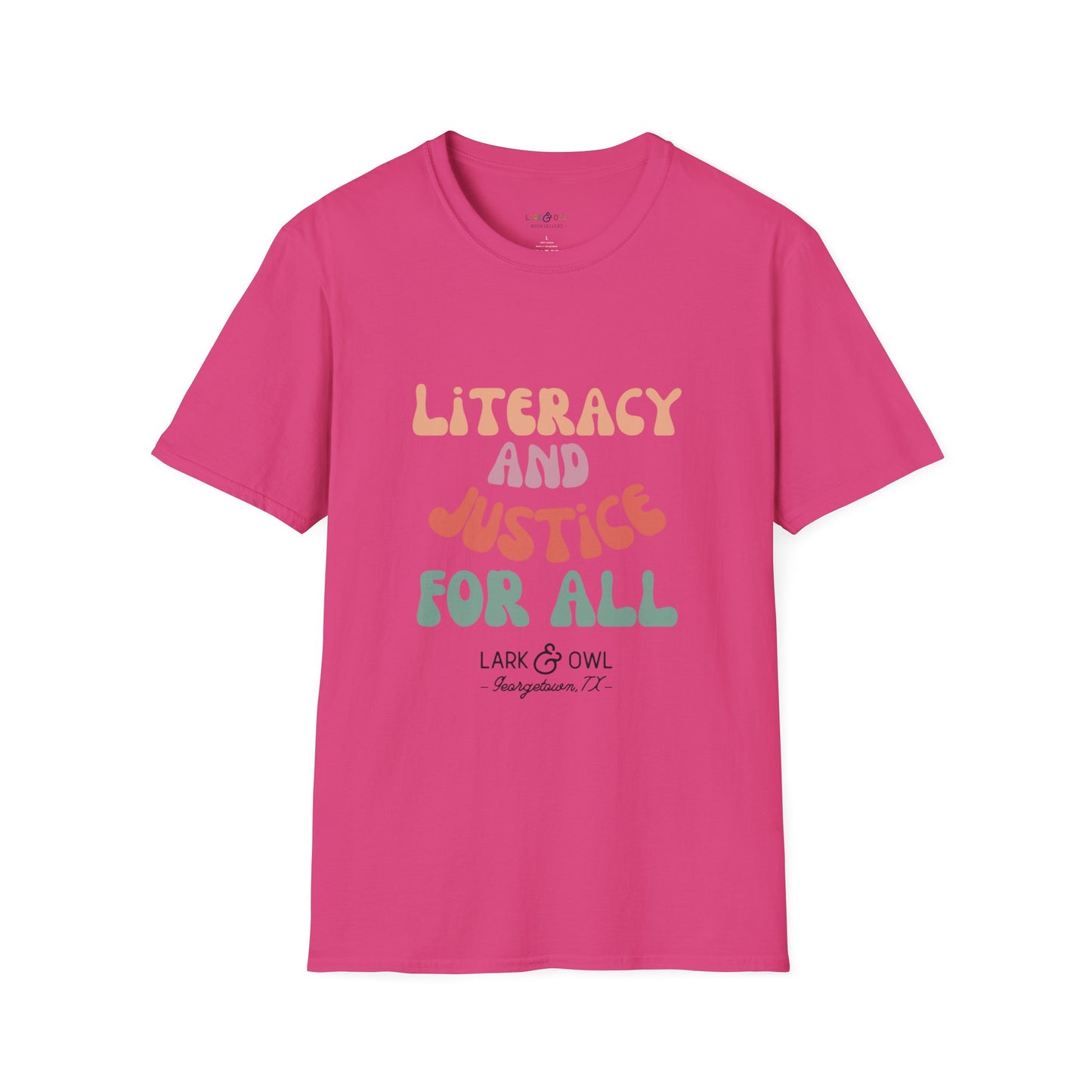 Literacy and Justice for All Unisex Softstyle T-Shirt
