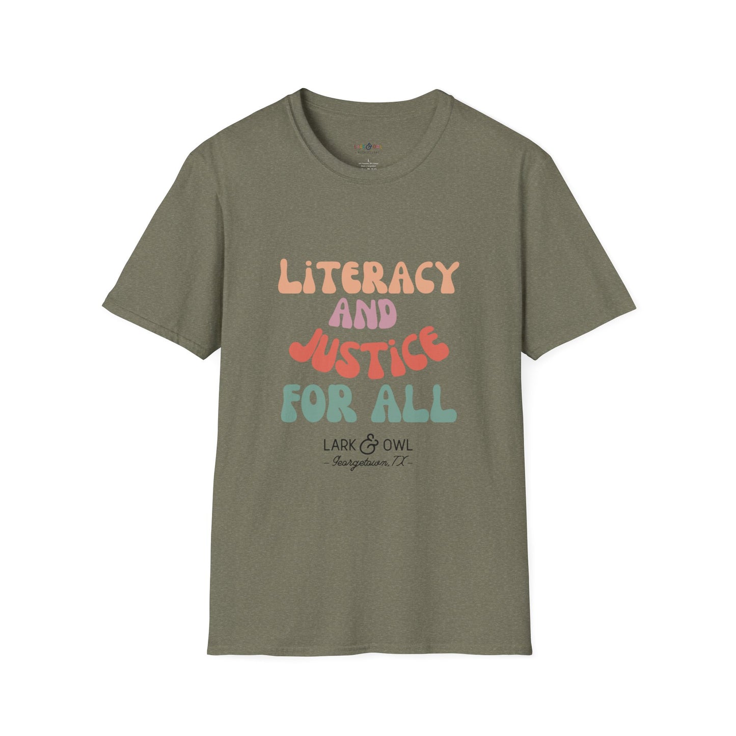 Literacy and Justice for All Unisex Softstyle T-Shirt