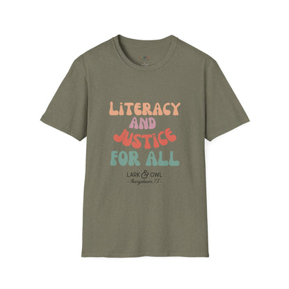 Literacy and Justice for All Unisex Softstyle T-Shirt