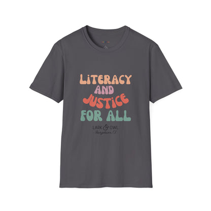 Literacy and Justice for All Unisex Softstyle T-Shirt