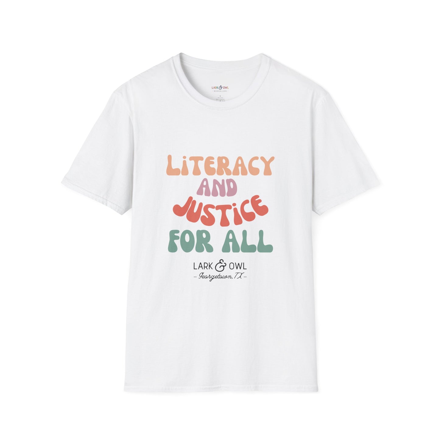 Literacy and Justice for All Unisex Softstyle T-Shirt