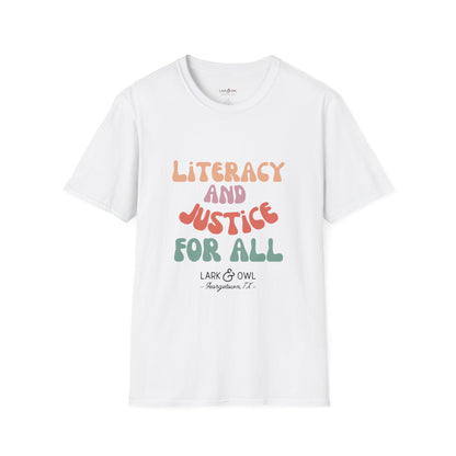 Literacy and Justice for All Unisex Softstyle T-Shirt