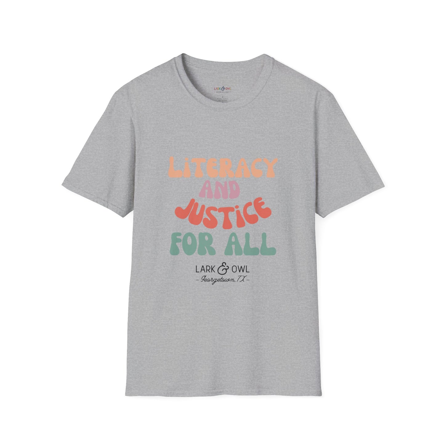 Literacy and Justice for All Unisex Softstyle T-Shirt