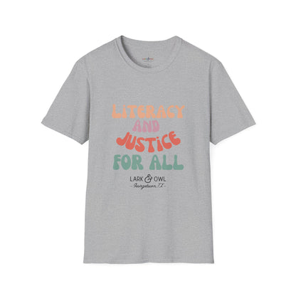 Literacy and Justice for All Unisex Softstyle T-Shirt