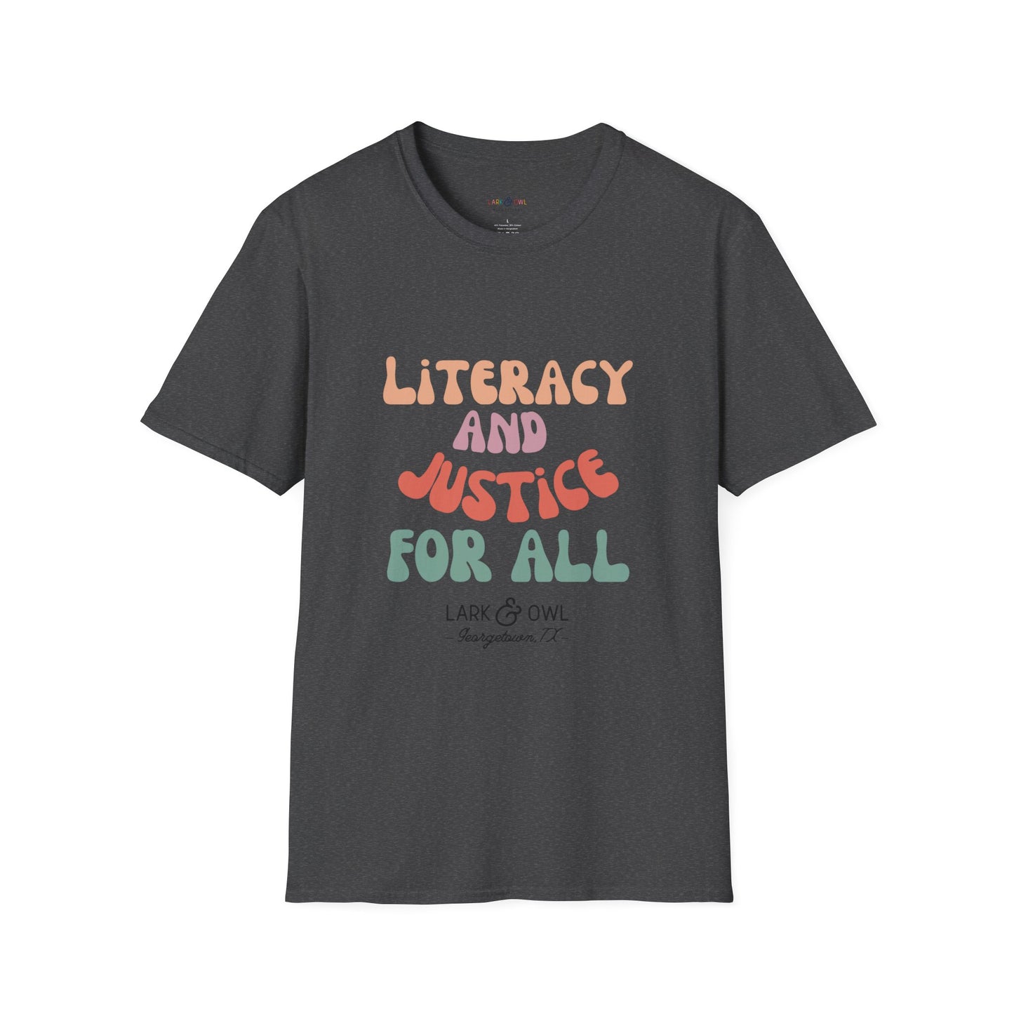 Literacy and Justice for All Unisex Softstyle T-Shirt
