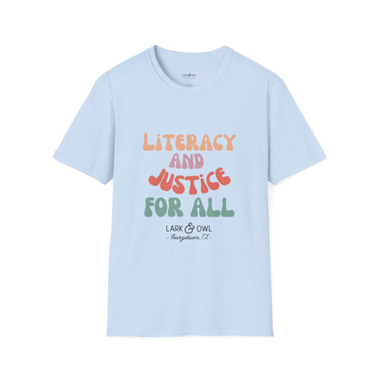 Literacy and Justice for All Unisex Softstyle T-Shirt