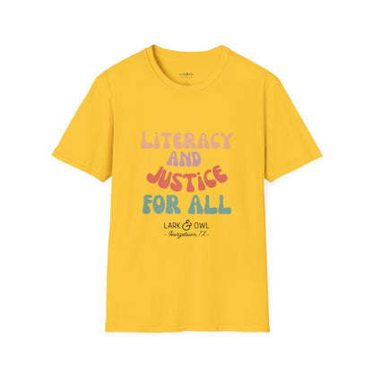 Literacy and Justice for All Unisex Softstyle T-Shirt