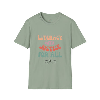 Literacy and Justice for All Unisex Softstyle T-Shirt