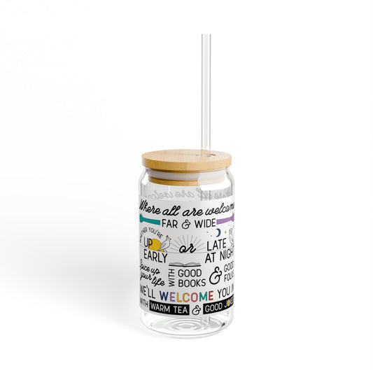 All Are Welcome Here glass cup (16oz)