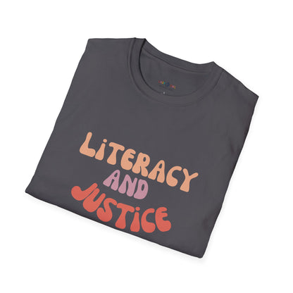 Literacy and Justice for All Unisex Softstyle T-Shirt