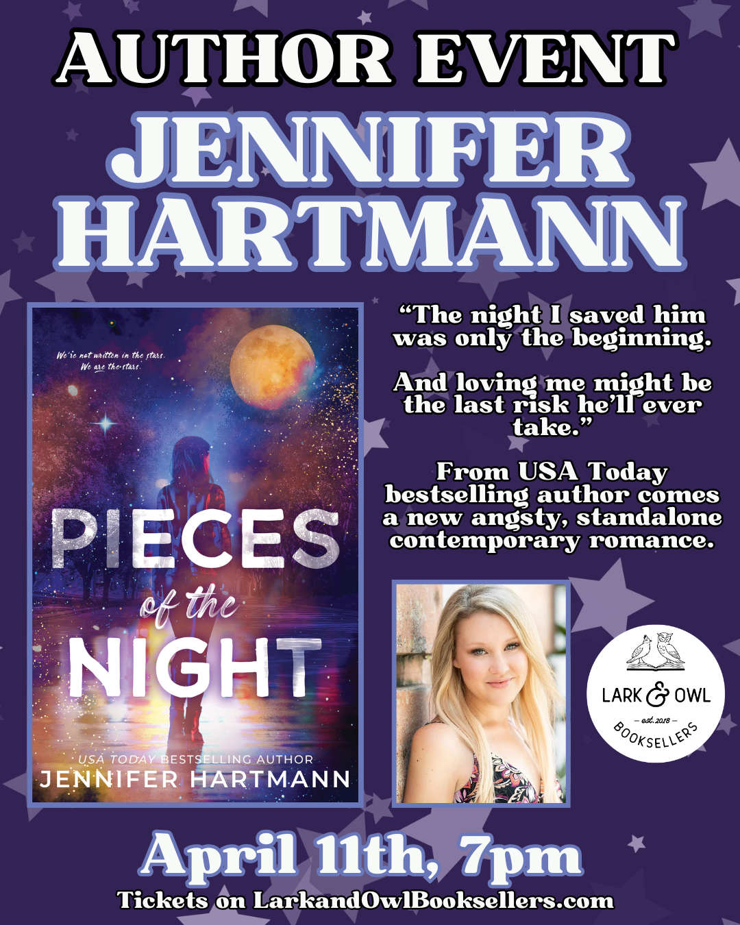 Jennifer Hartmann Author Event - PIECES OF THE NIGHT